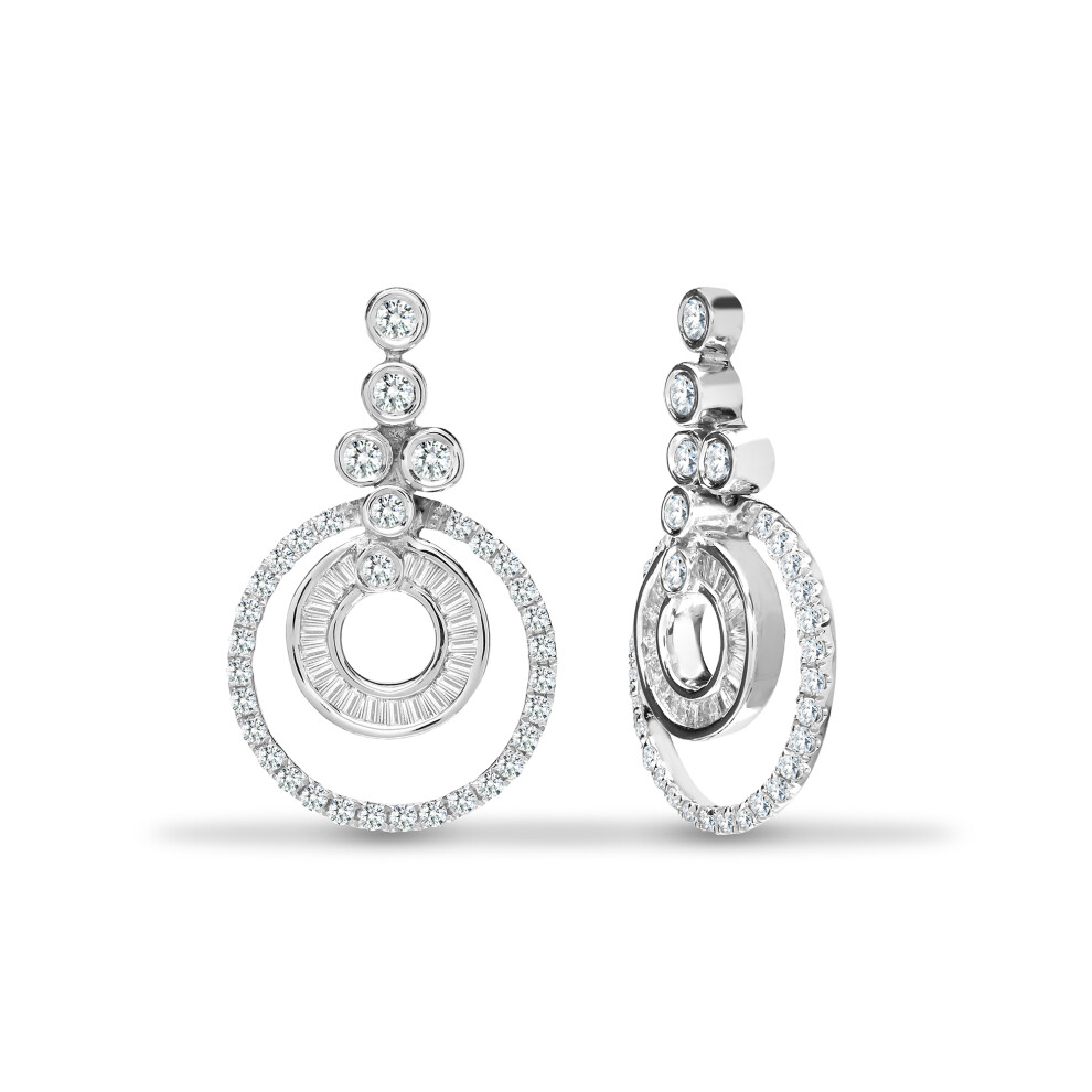 18ct White Gold  0.62ct Diamond Halo Bubbles Drop Earrings - 18E415