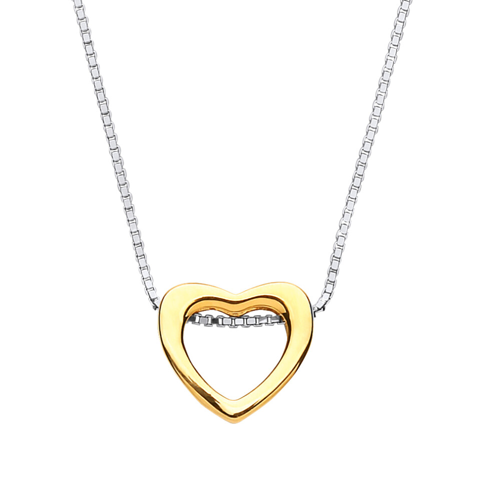 Jewelco London Ladies Yellow Gold-Plated Sterling Silver Love Heart Halo Charm Necklace 16 + 2 inch - GVK217GOLD