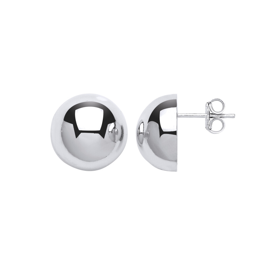 Jewelco London Ladies Sterling Silver Semi-Sphere Dome Stud Earrings - GVE602