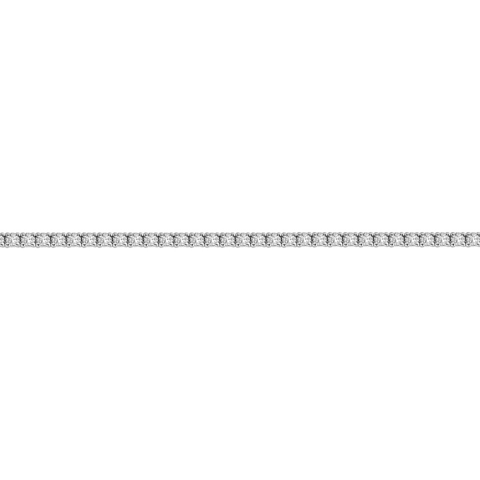 Jewelco London Ladies Solid 18ct White Gold 4 Claw Set Round G SI1 1.03ct Diamond Line Tennis Bracelet 1.5mm - 18B018-100