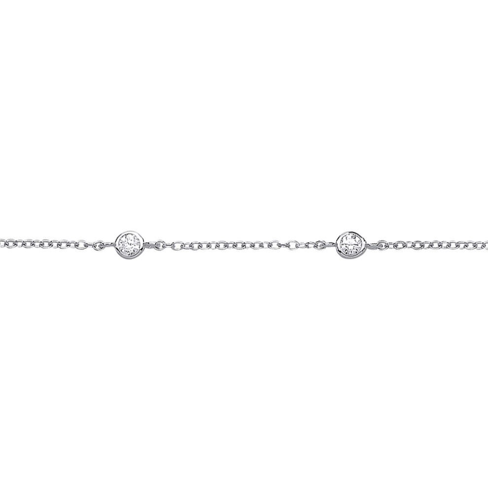 Jewelco London Ladies Sterling Silver Cubic zirconia By The Inch Yard Infinity Bracelet 5mm 7.5 inch - GVB327