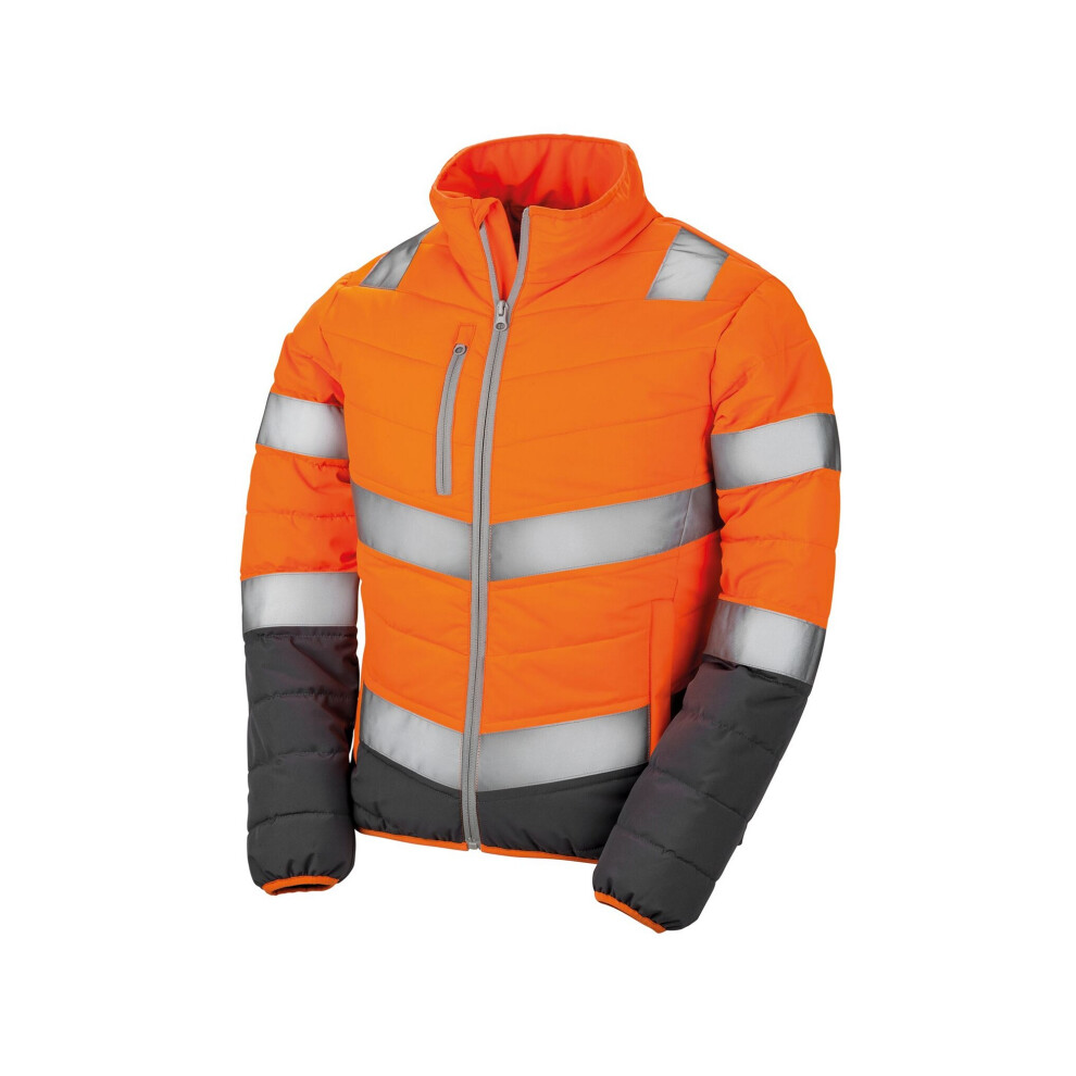 (S, Fluorescent Orange/Grey) Result Womens/Ladies Safe-Guard Soft Safety Jacket