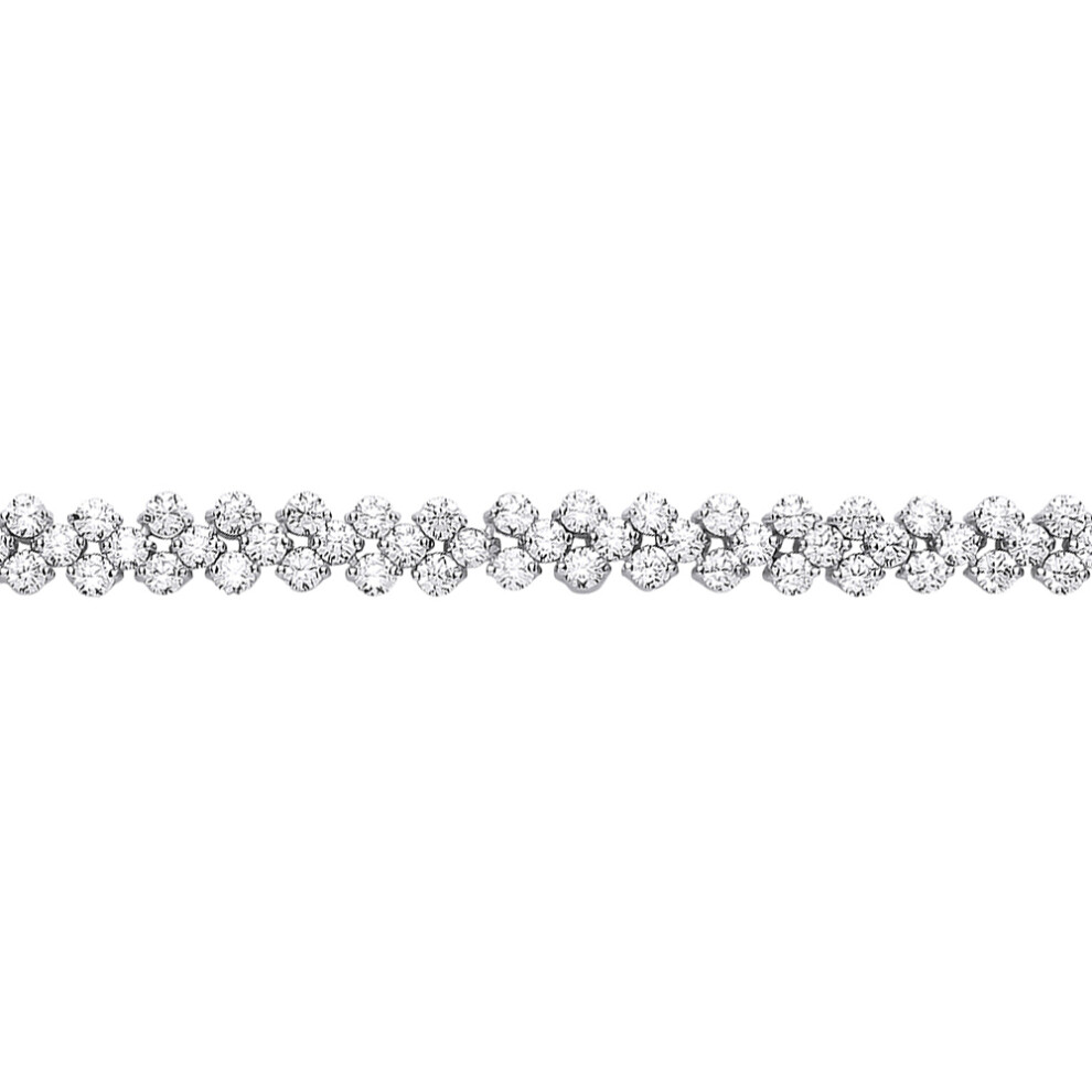 Jewelco London Ladies Sterling Silver Cubic zirconia Cluster Eternity Tennis Bracelet 6mm 7.5 inch (With Extension) - GVB412