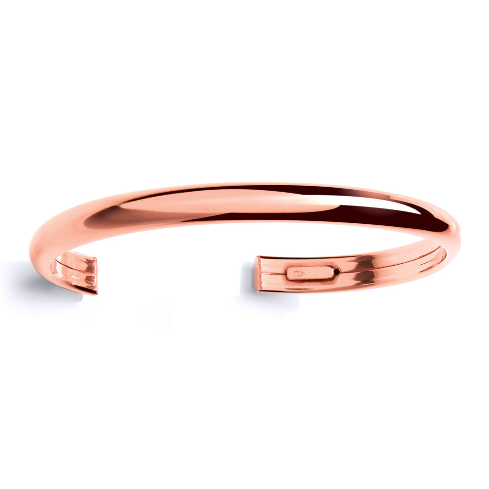 Jewelco London Ladies Rose Gold-Plated Sterling Silver Dome Torque Cuff Bangle Bracelet 5mm - GVG176ROSE