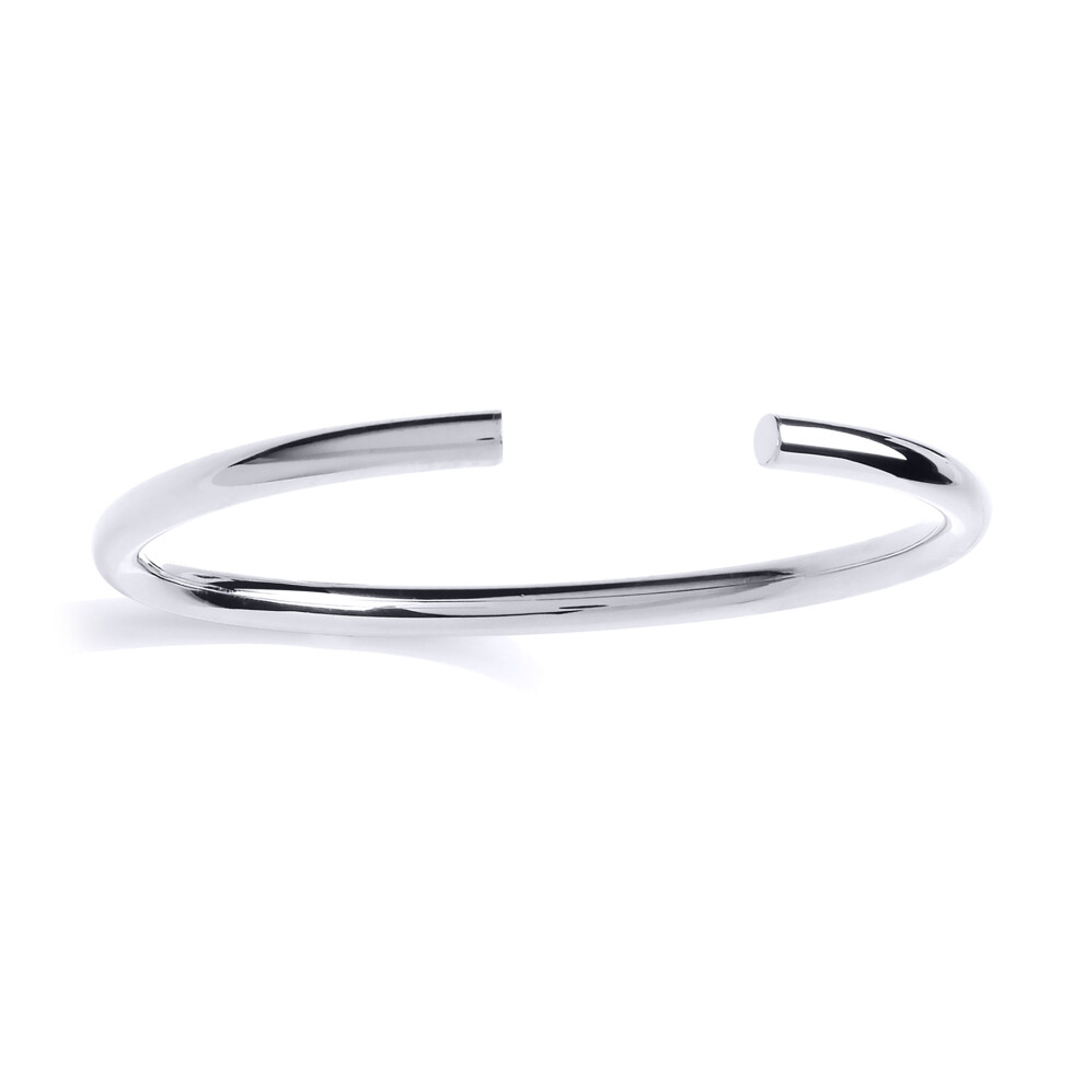 Jewelco London Ladies Sterling Silver Round Tube Flexi Torque Bangle Bracelet 4mm - GVG179RH