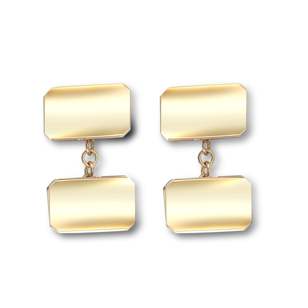 9ct Gold  Twin Rectangular Chain Linked Cufflinks - JCL028