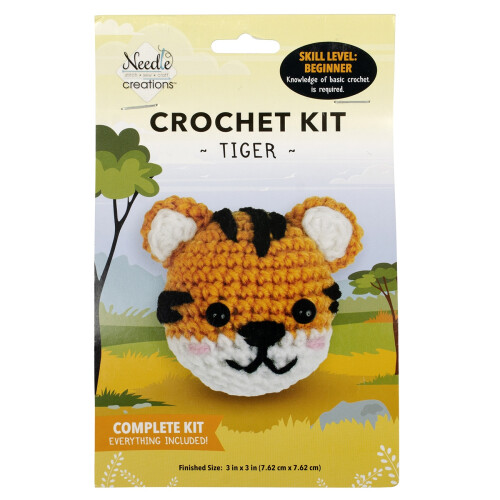 Fabric Editions Mini Crochet Kit-Tiger 3"X3" CRCHKTMI-SFTIG