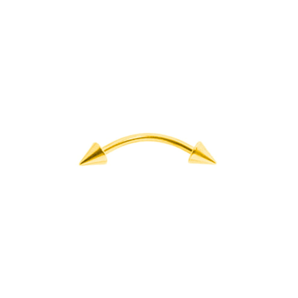 Jewelco London Unisex Solid 9ct Yellow Gold Coned 1.1mm Gauge Barbell Eyebrow Body Bar Piercing, 13mm (9mm Bar) - JBJ126