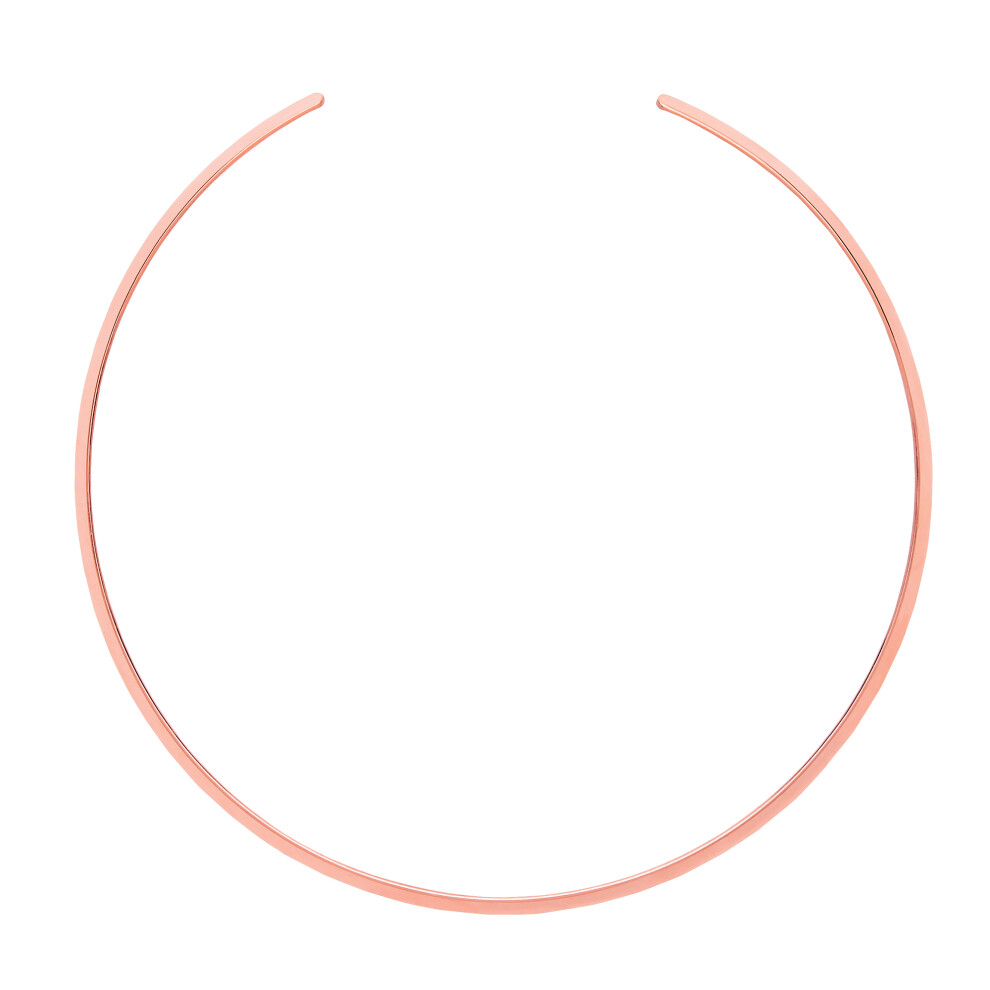Jewelco London Ladies Rose Gold-Plated Sterling Silver Flat Band Flexi Choker Collarette Necklace 3mm 15" with 2" Gap (Fits 17") - GVCL006R