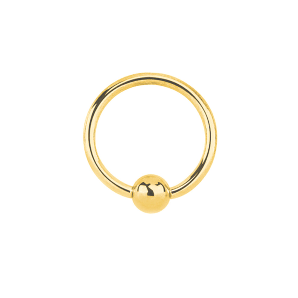 9ct Gold  Ball Closure 1.1mm Hoop Body Ring Piercing, 10mm - JBJ127