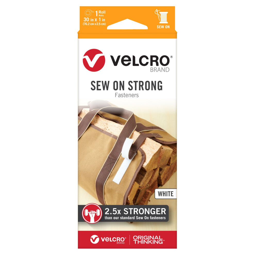 VELCRO(R) Brand Sew-On Strong Tape 1"X30"-White 30854