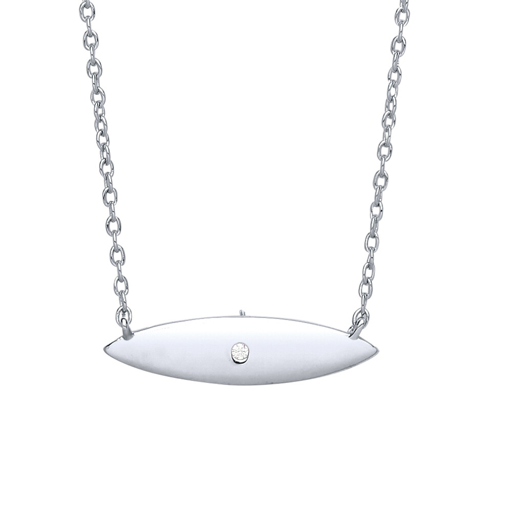 Jewelco London Ladies Sterling Silver Cubic zirconia Mini Surfboard Charm Necklace - GVK232