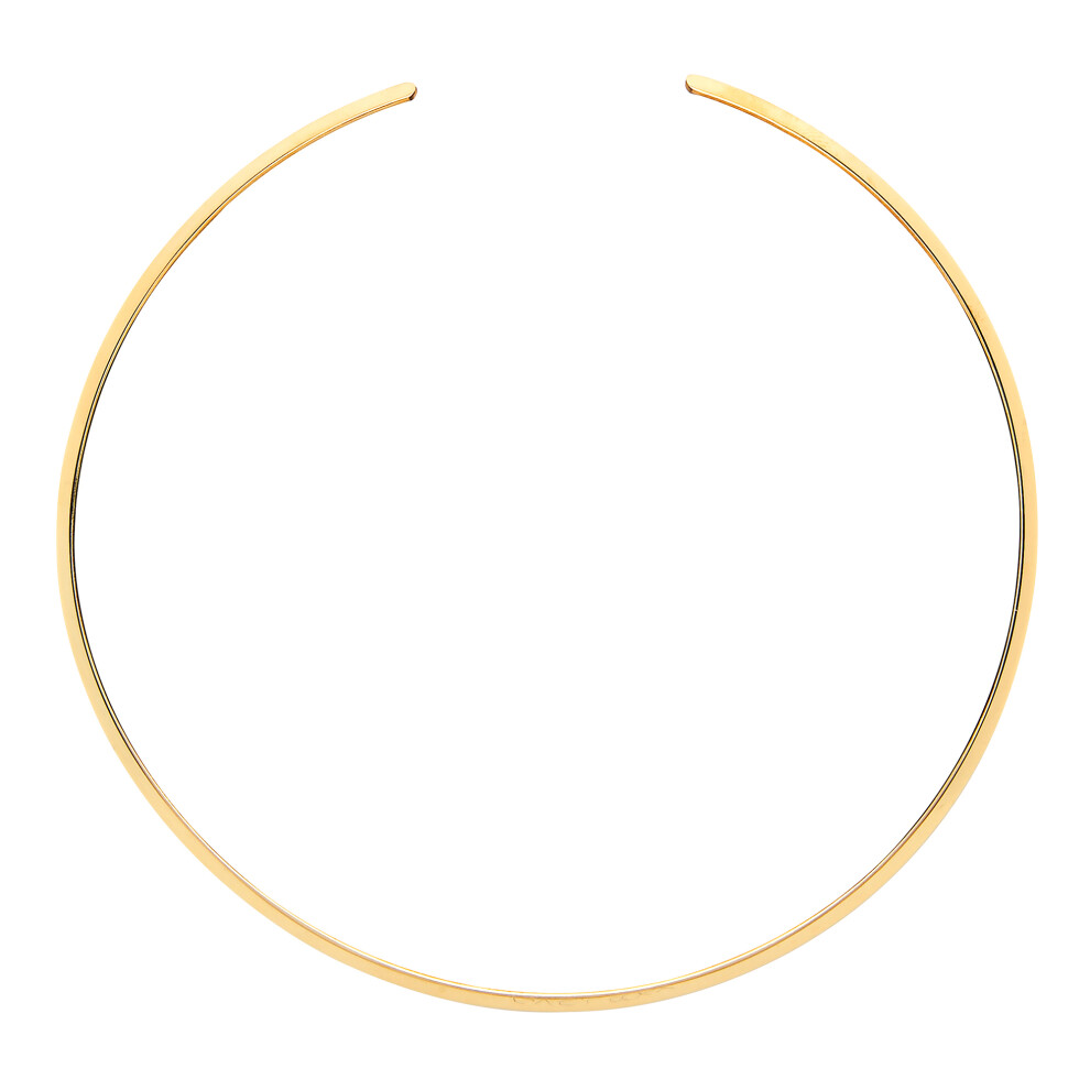 Jewelco London Ladies Yellow Gold-Plated Sterling Silver Flat Band Flexi Choker Collarette Necklace 3mm 15" with 2" Gap (Fits 17") - GVCL006Y