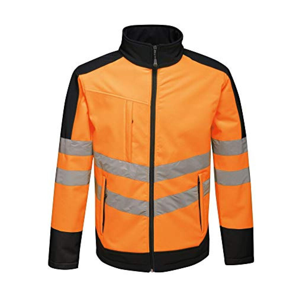 (2XL, Orange/Navy) Regatta Unisex Hi Vis Pro Reflective Softshell Work Jacket