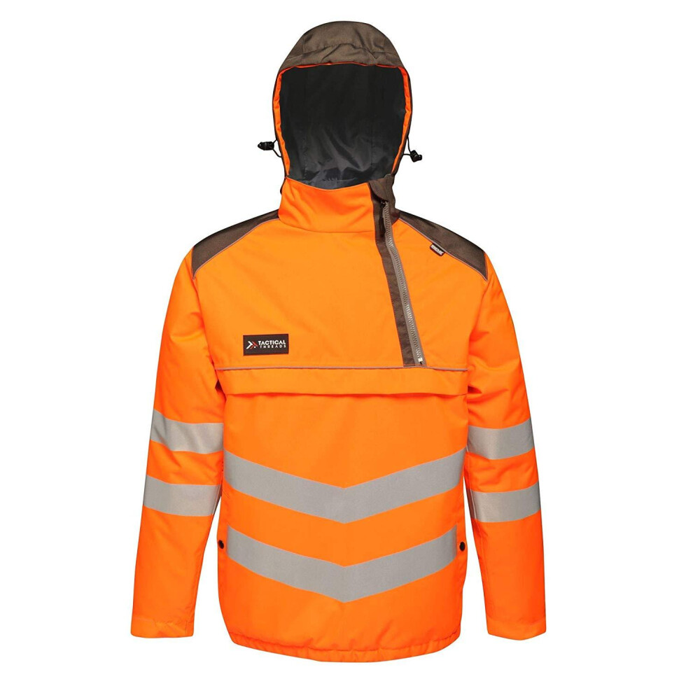 (S, Orange/Grey) Regatta Mens Tactical Hi Vis Waterproof Reflective Overhead Bomber Jacket