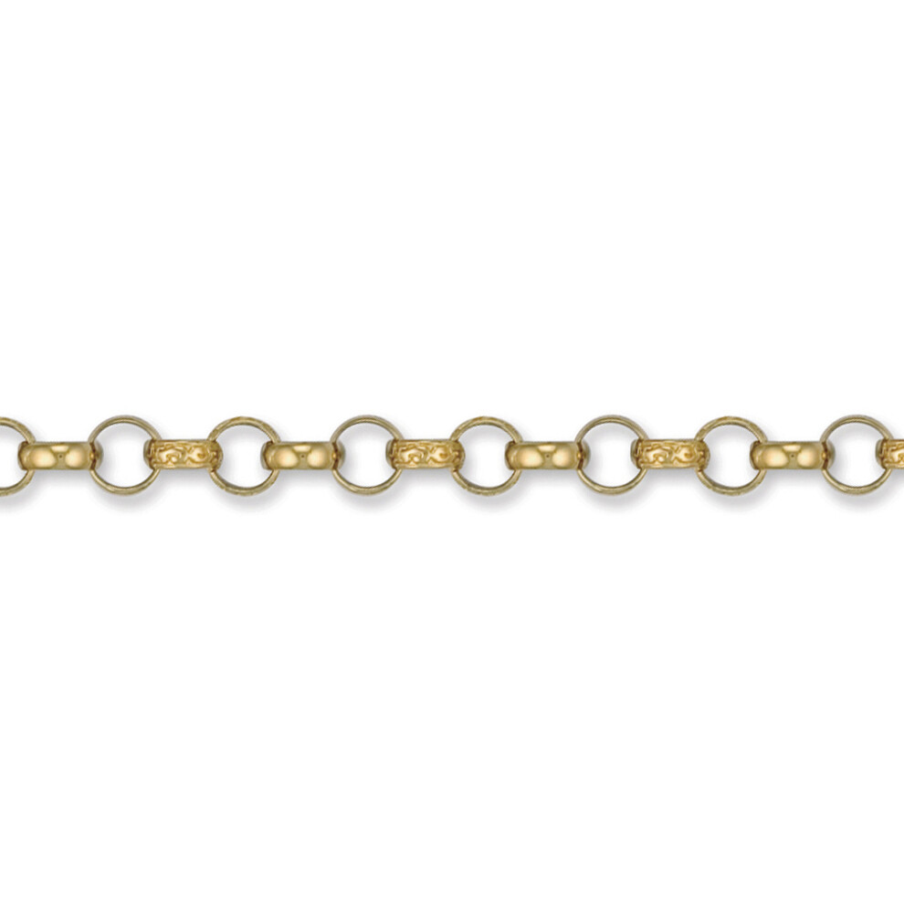 9ct Gold  Engraved Cast Belcher 7.8mm Chain Bracelet 9 inch - JCN001L