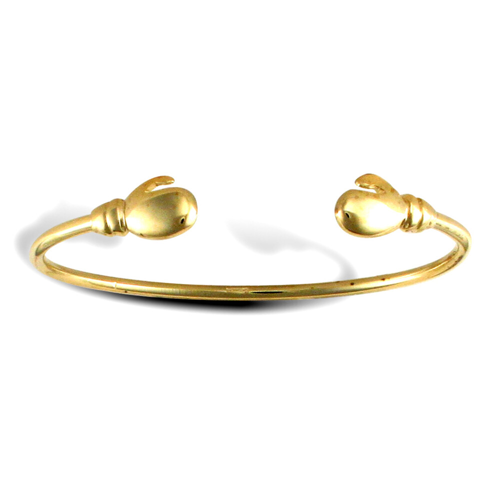 Jewelco London Kids Solid 9ct Yellow Gold Boxing Glove Torque Baby Bangle Bracelet - JKB070