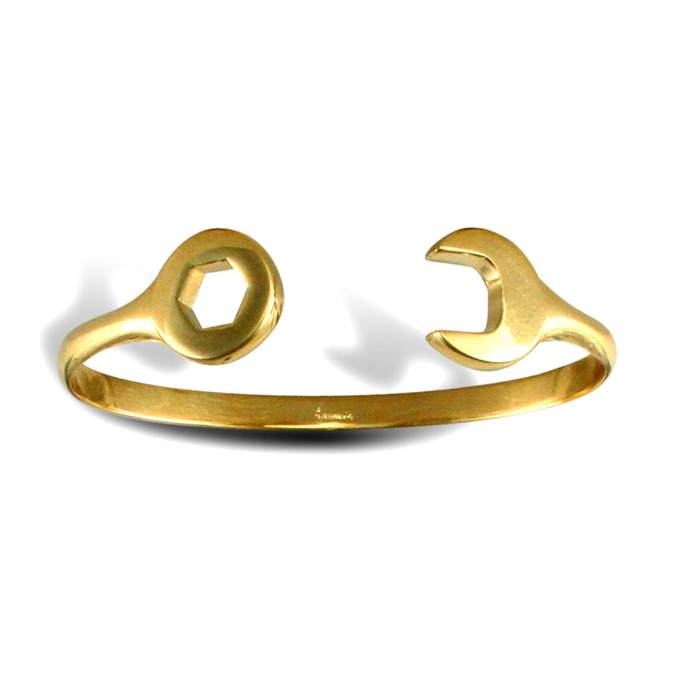 Jewelco London Solid 9ct Yellow Gold Spanner Baby Bangle Bracelet - JKB073