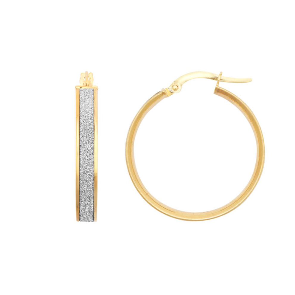 9ct Gold  MoonDust Stardust 4mm Hoop Earrings 24mm - JER770C