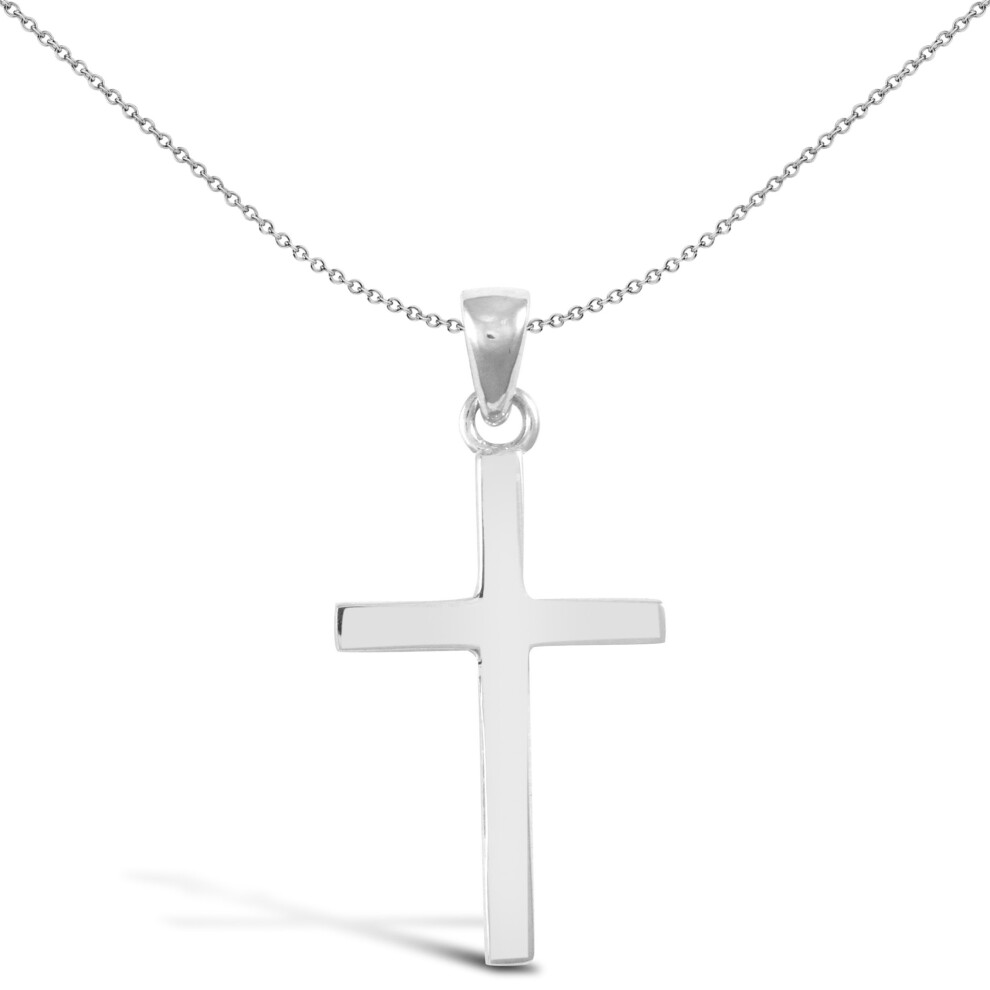 Jewelco London Solid 18ct White Gold Plain Cross Pendant - JPX144