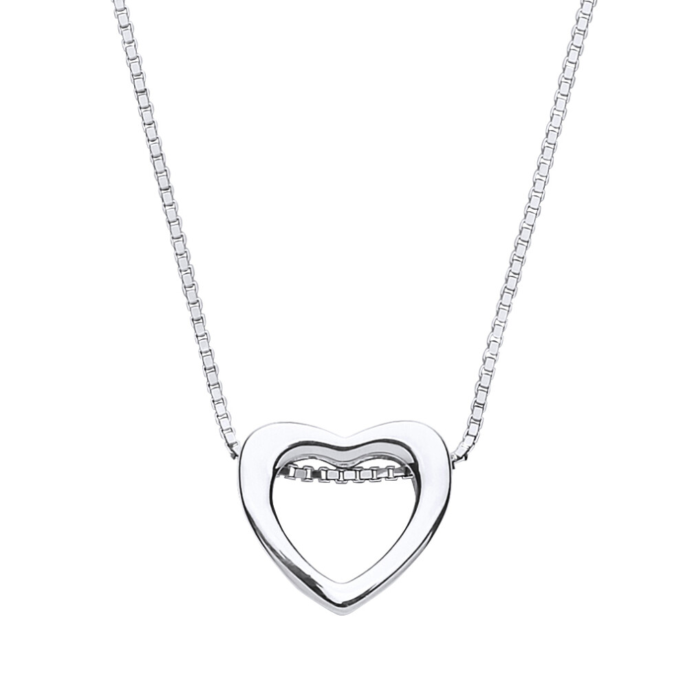 Jewelco London Ladies Sterling Silver Love Heart Halo Charm Necklace 15 + 2 inch - GVK217RH
