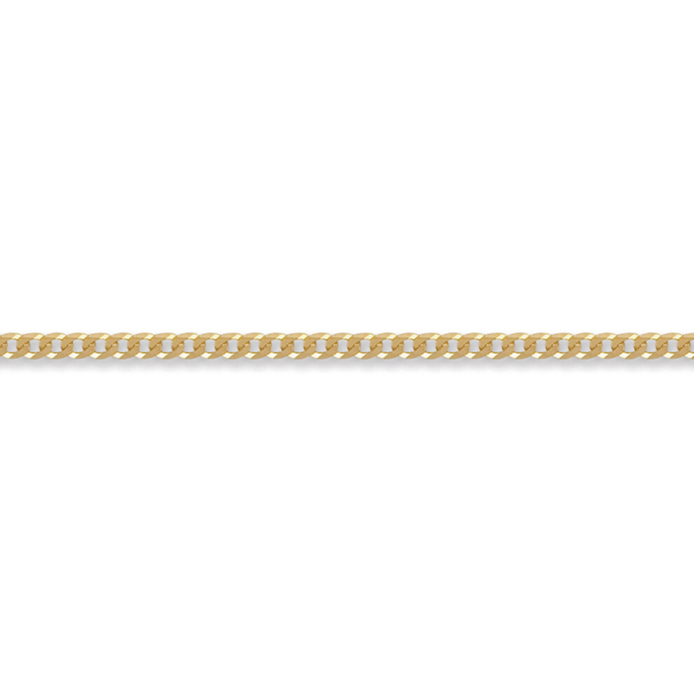 (24) Jewelco London Unisex Solid 9ct Yellow Gold Flat Curb 3.6mm Gauge Chain Necklace