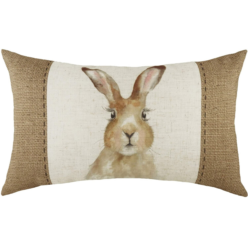 (30cm x 50cm, White/Brown) Evans Lichfield Hessian Hare Cushion Cover