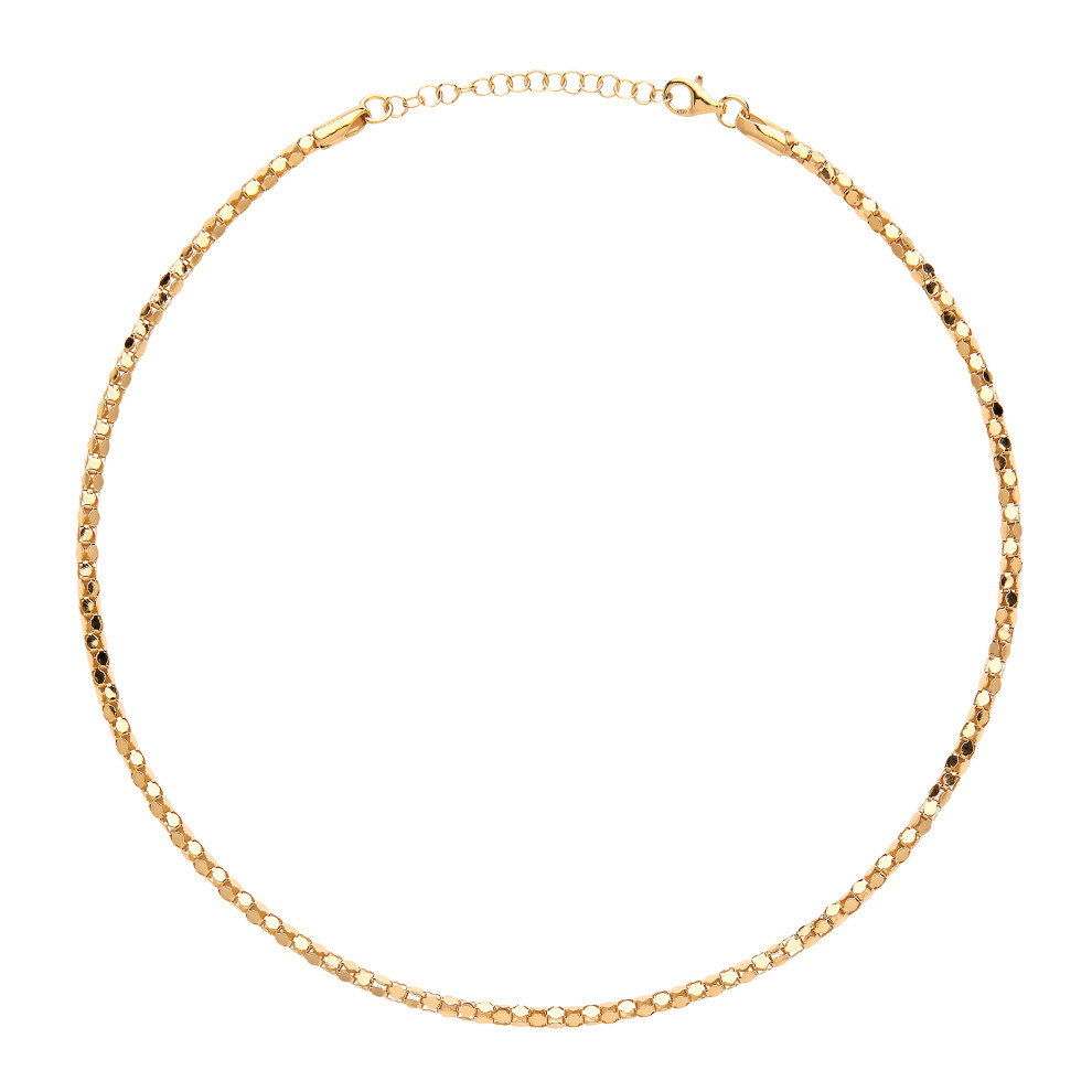Jewelco London Ladies Yellow Gold-Plated Sterling Silver Piana Bead Choker Collarette Necklace 3mm 14-16" - GVCL003G