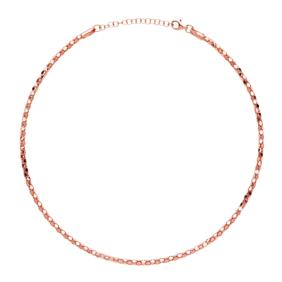 Jewelco London Ladies Rose Gold-Plated Sterling Silver Piana Bead Choker Collarette Necklace 3mm 14-16" - GVCL003R