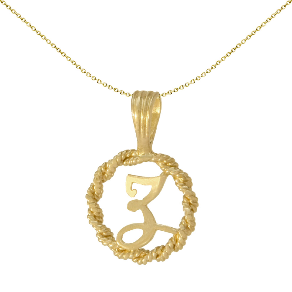 Jewelco London Solid 9ct Yellow Gold Rope Identity Initial Charm Pendant Letter Z - JIN001-Z