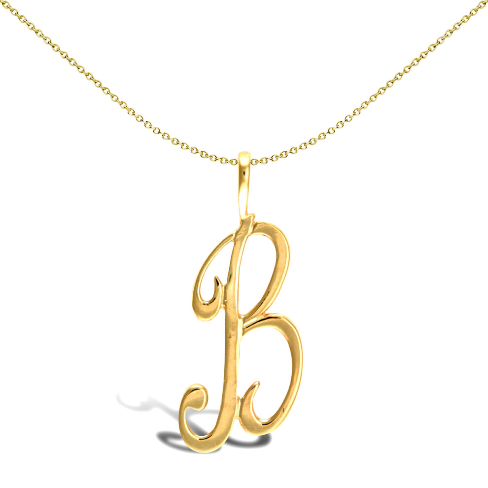 Solid 9ct Gold  Script Identity Initial Pendant Letter B - JIN002-B