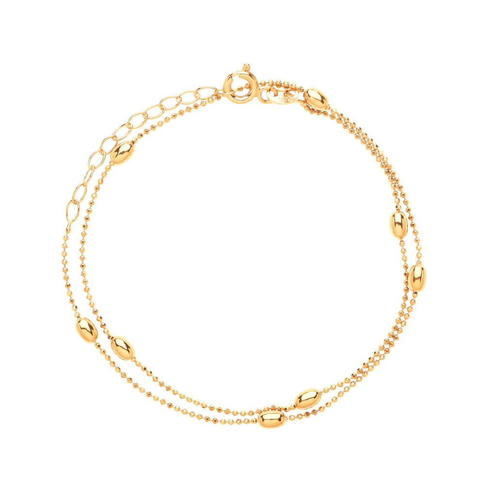 Jewelco London Ladies Yellow Gold-Plated Sterling Silver 3mm Oval Bead Choker Collarette Necklace 1mm 13-14" - GVCL002G