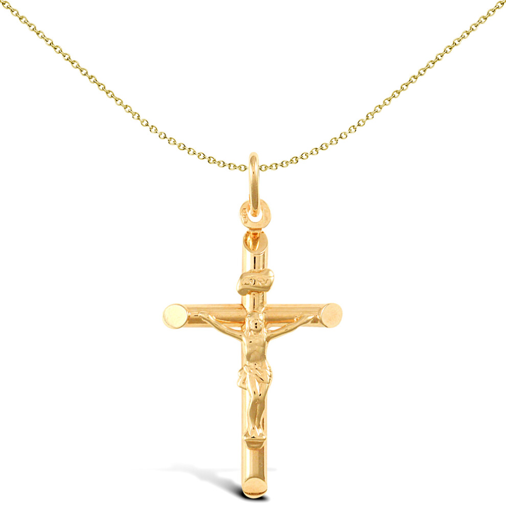 Jewelco London 9ct Yellow Gold INRI Crucifix Cross Pendant - JPX012