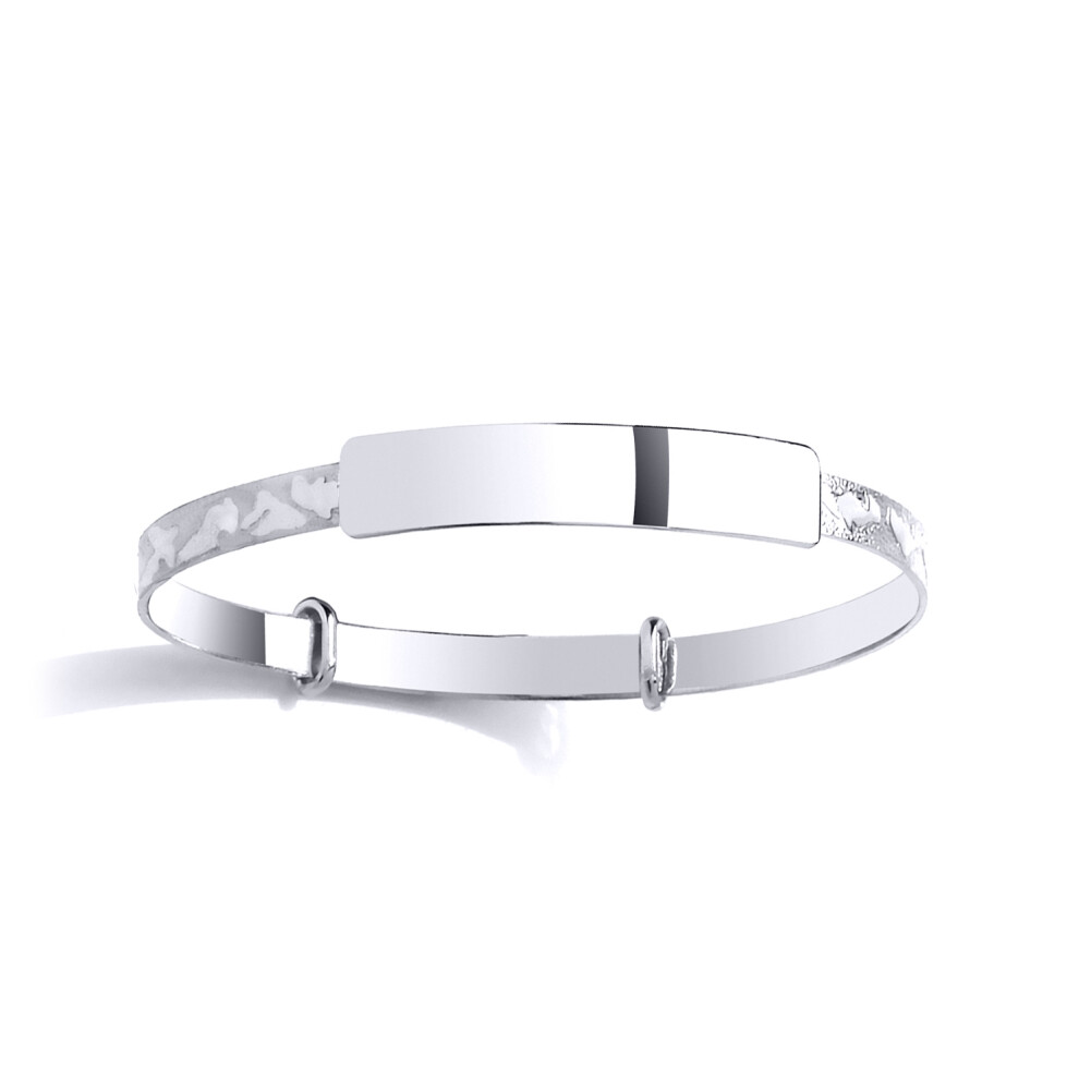 Jewelco London Girls Sterling Silver Dolphin Expanding ID Baby Bangle  Bracelet - BN57