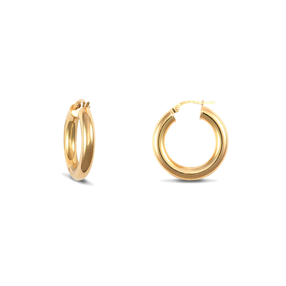 9ct Gold  Polished 4mm Hoop Earrings 23mm - JER180