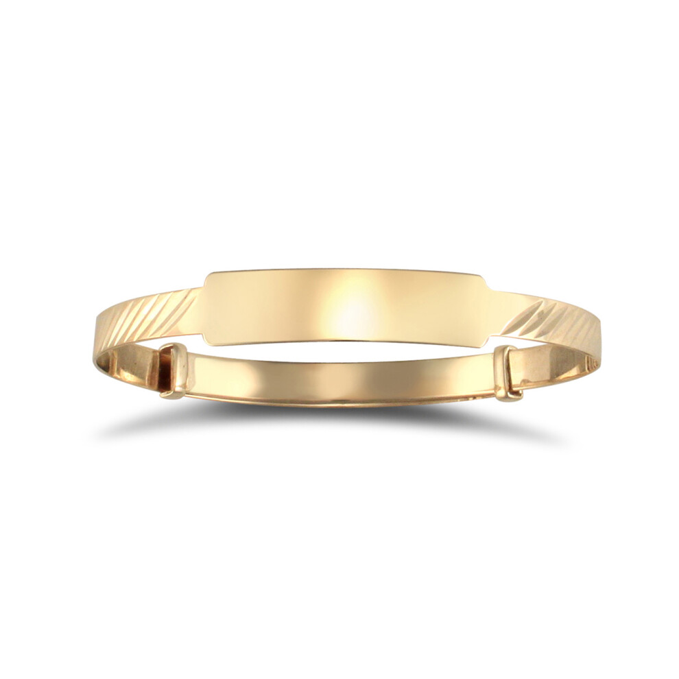 Jewelco London Solid 9ct Yellow Gold ID 3mm Expanding Baby Bangle Bracelet - JKB012