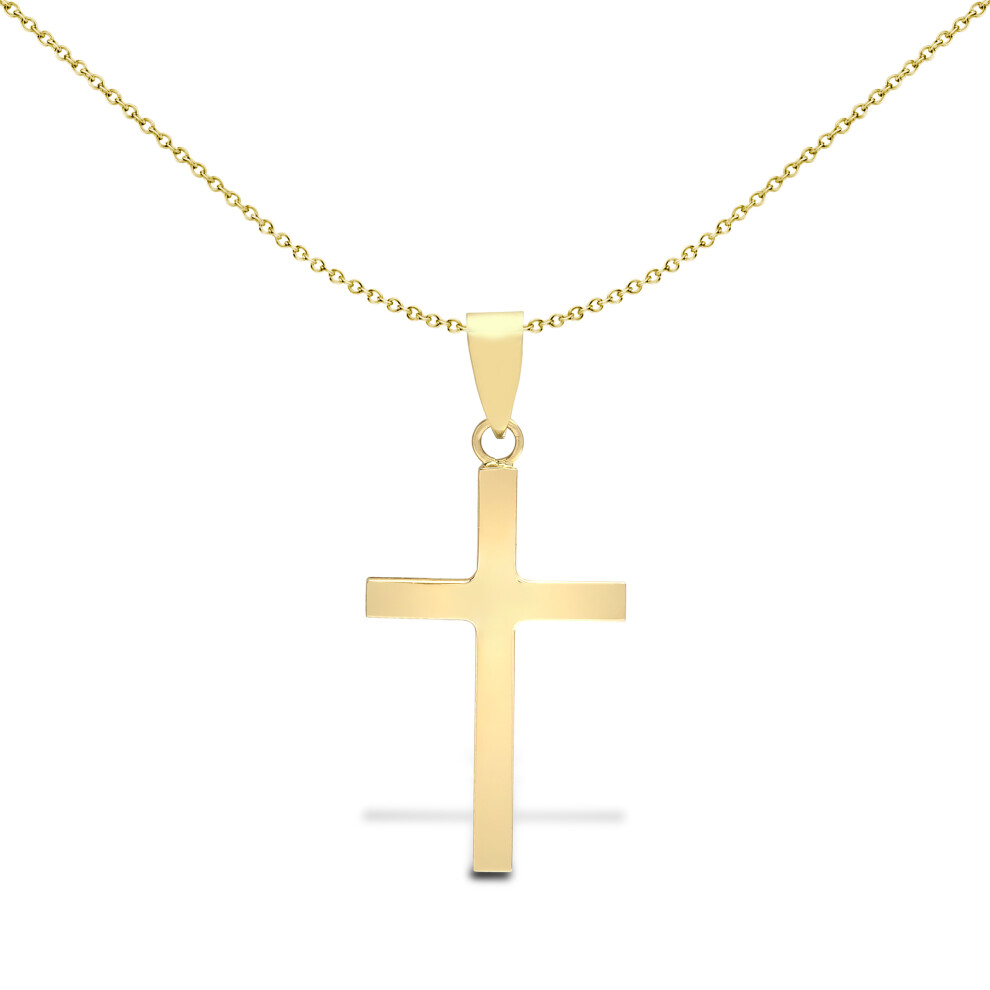 Jewelco London Solid 9ct Yellow Gold Plain Cross Pendant - JPX002