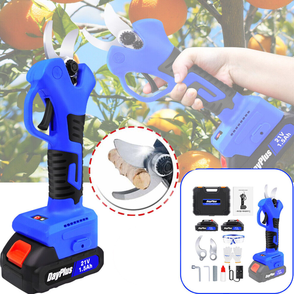 Gardening Pruning Shears Professional Secateurs Pruning Shears 28mm Cutting Diameter Garden Tool with 2pcs 1.5Ah Li-ion Battery Case