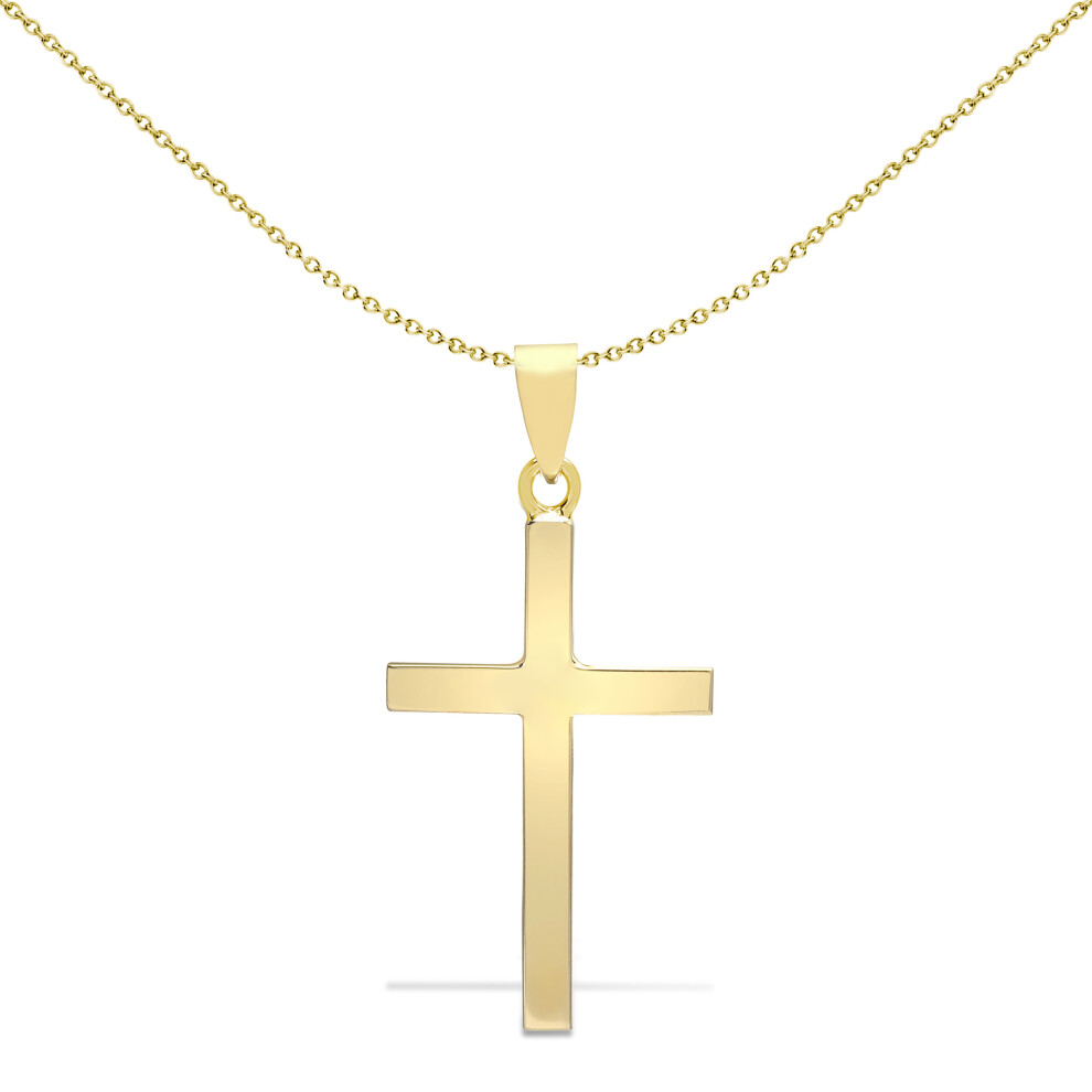 Jewelco London Solid 9ct Yellow Gold Plain Cross Pendant - JPX003