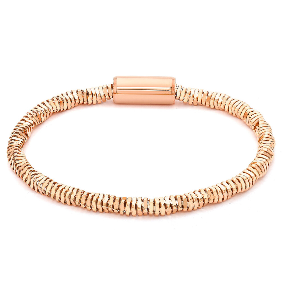Jewelco London Rose Coated Sterling Silver Diamond-Cut Twist Popcorn Bracelet - ABB109B