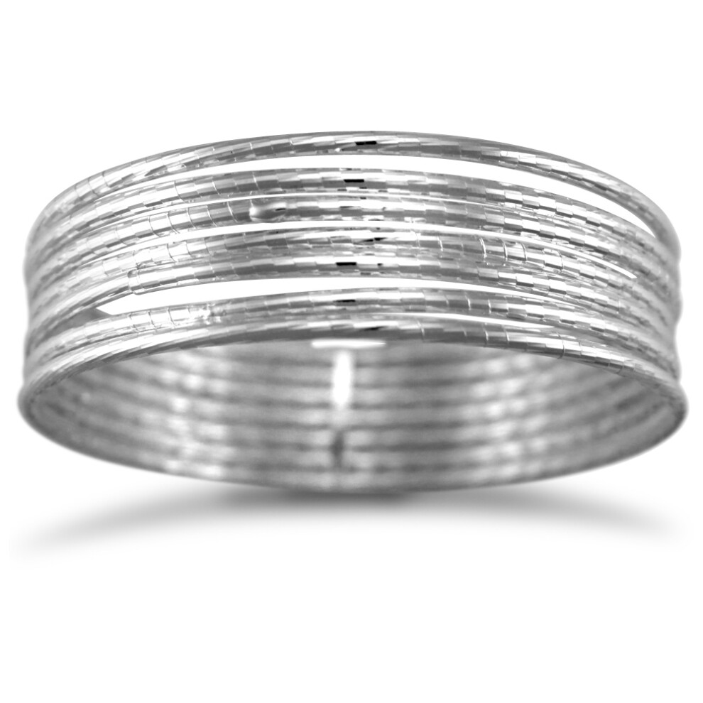 Jewelco London Rhodium Silver 7 strand D/C Slave Bangle - Ladies - ABG006