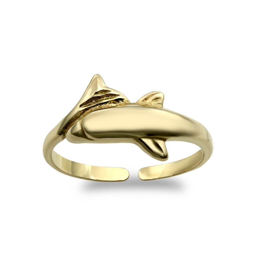Jewelco London Ladies Solid 9ct Yellow Gold Dolphin Wrap Toe Ring - JTR001