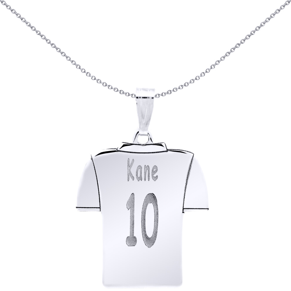 Jewelco London Solid Sterling Silver Identity Personalised Football Shirt Pendant - SNP010