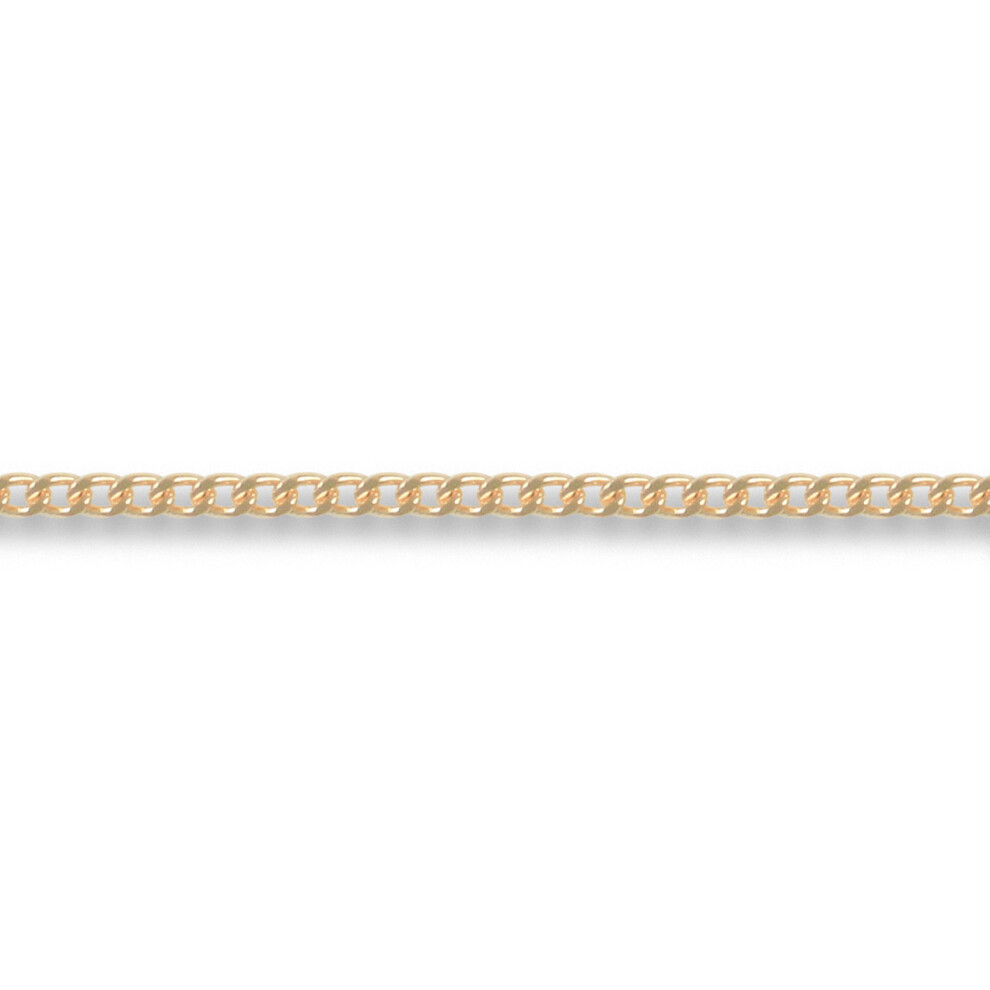 (16) Jewelco London Unisex Solid 9ct Yellow Gold Diamond Cut Curb 1.3mm Gauge Pendant Chain Necklace