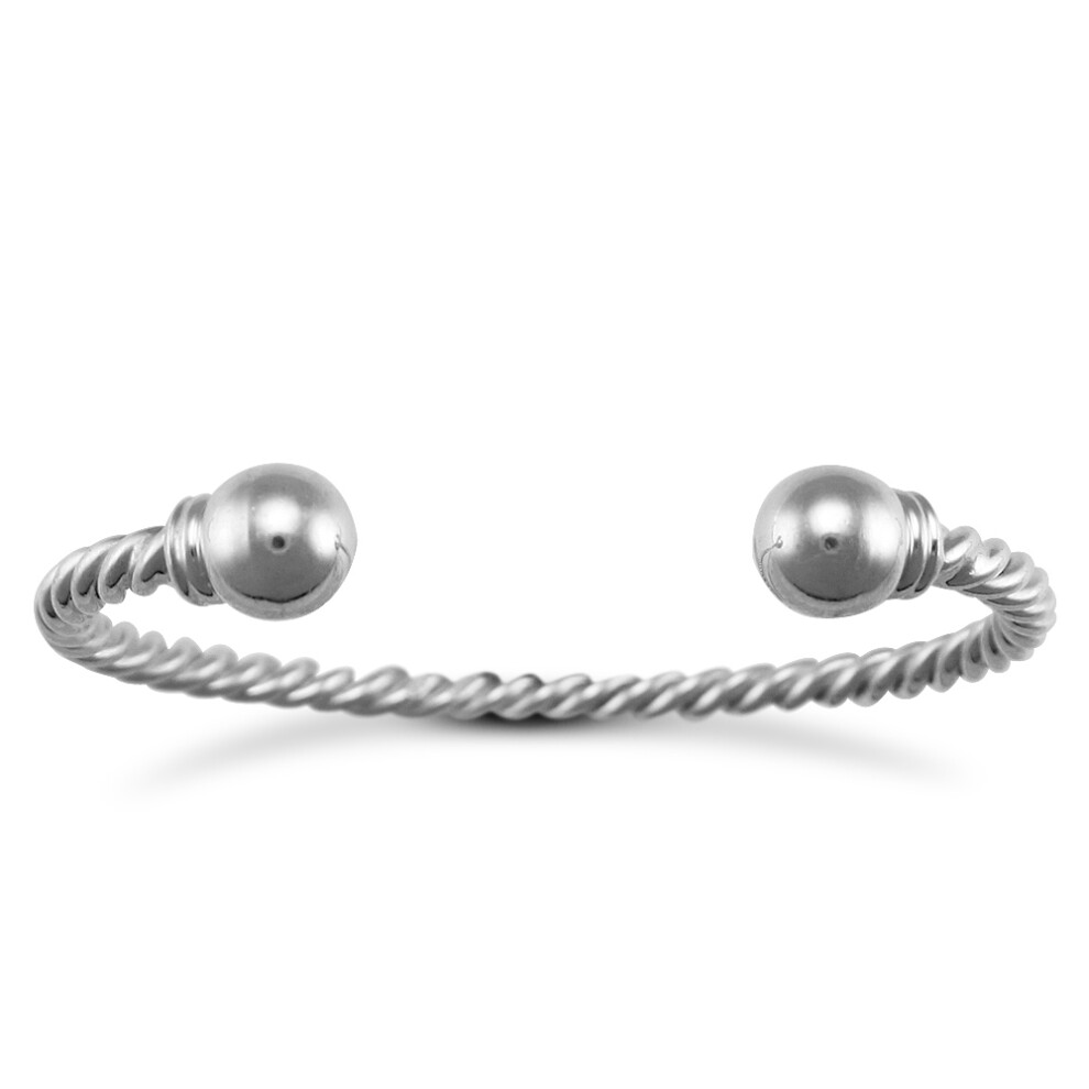 Jewelco London Silver twisted Torque Ladies Bangle Bracelet 4.5mm - ABG015