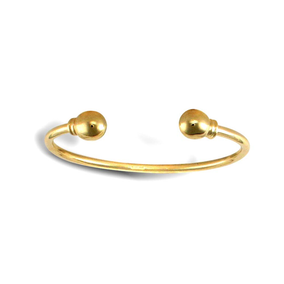Jewelco London Solid 9ct Yellow Gold Collared Torque Baby Bangle Bracelet - JKB017
