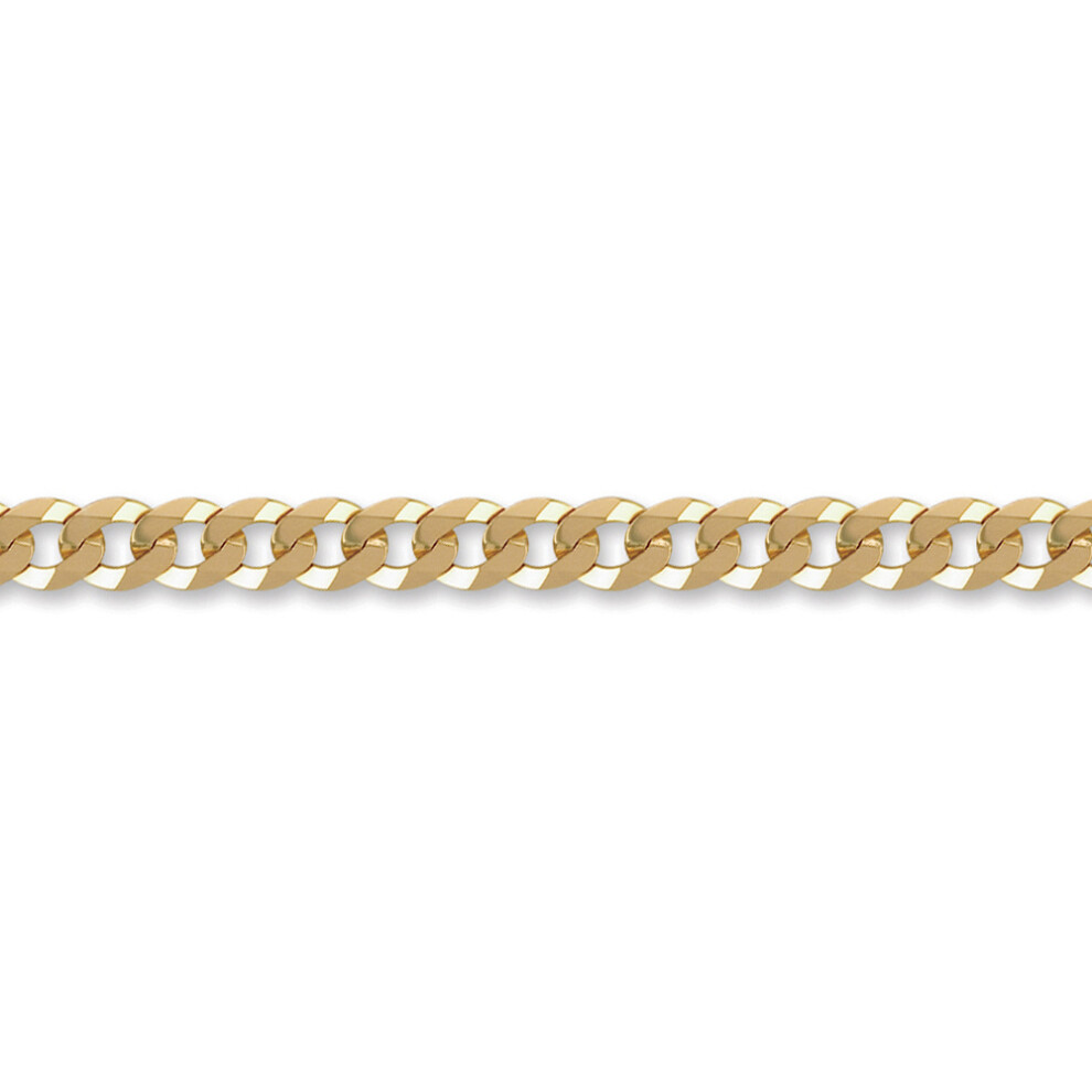 (26) Jewelco London Unisex Solid 9ct Yellow Gold Flat Curb 7mm Gauge Chain Necklace