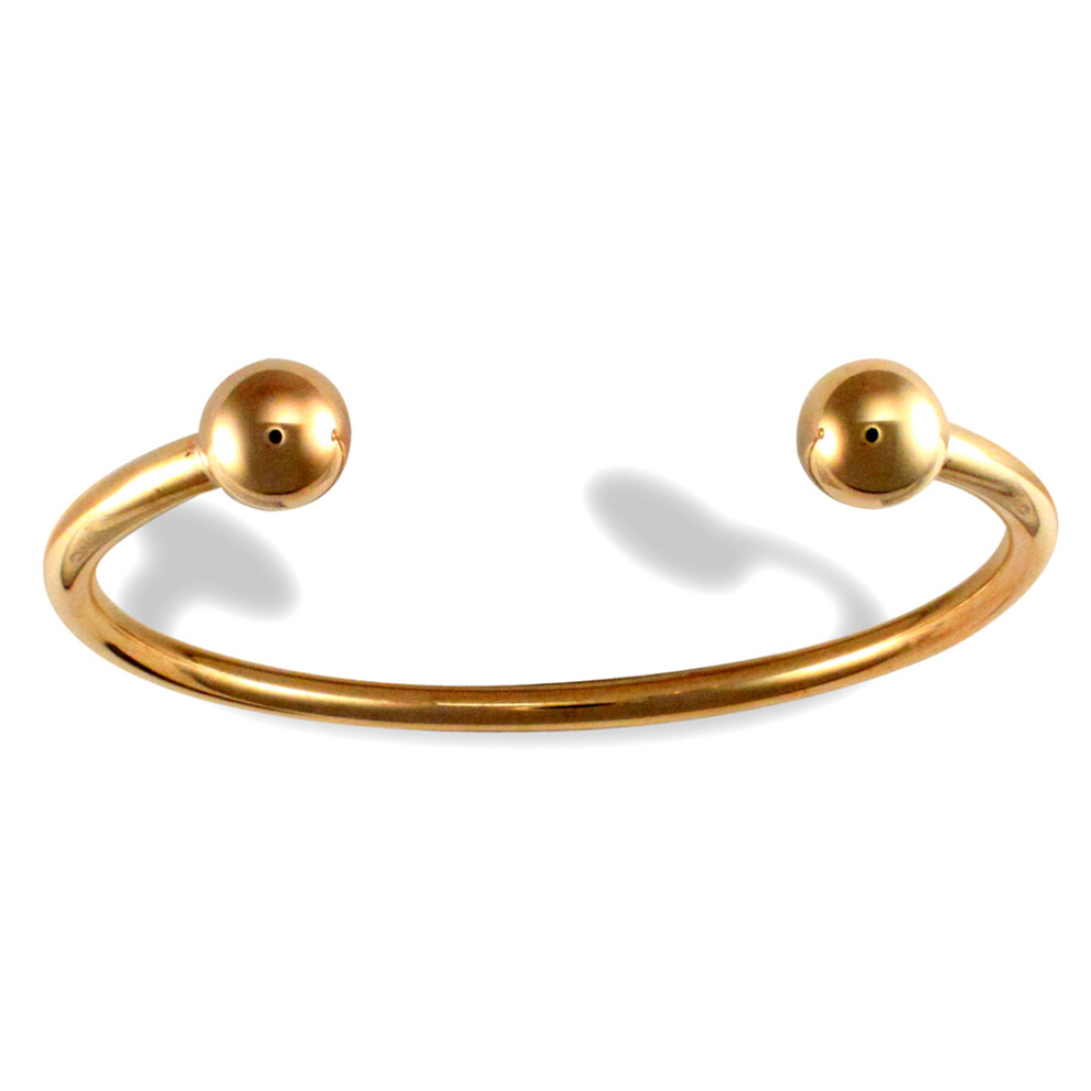 Jewelco London Men's Solid 9ct Yellow Gold Heavyweight Torque 4mm Bangle Bracelet - JBG104