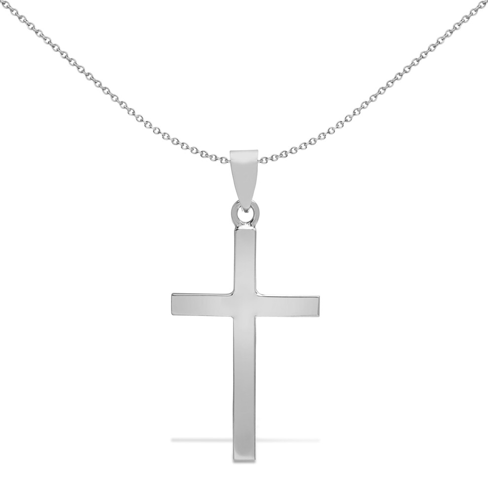 Jewelco London Solid 9ct White Gold Plain Cross Pendant - JPX112