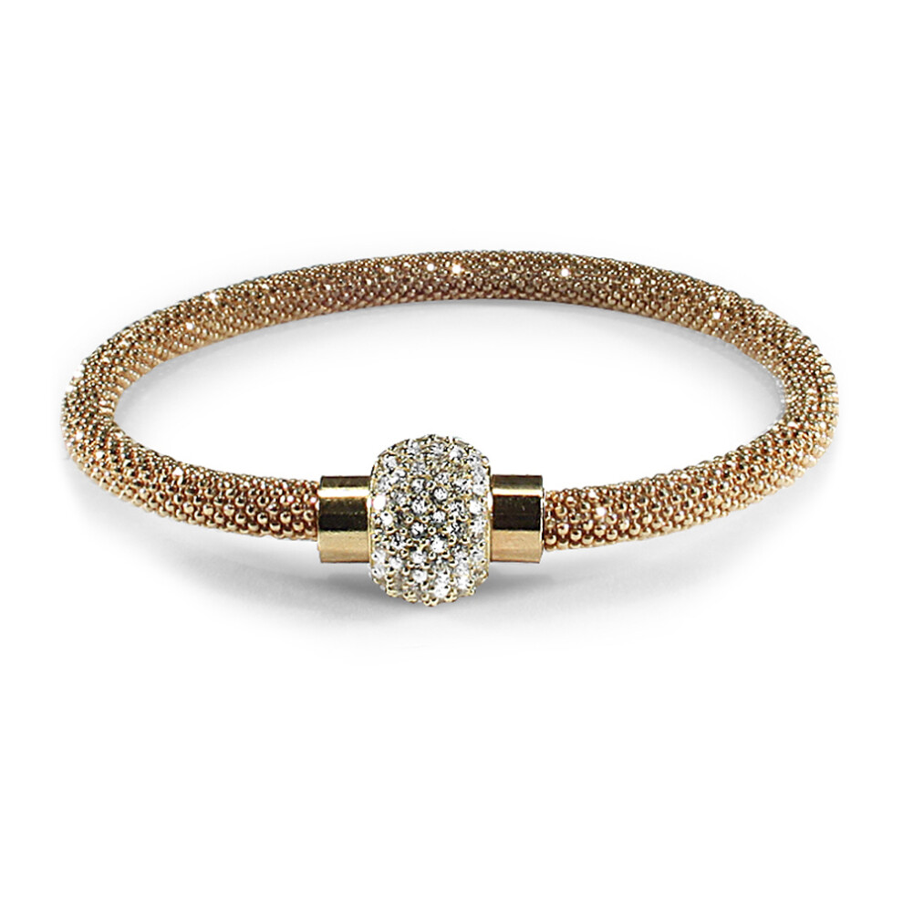 Jewelco London Rhodium Coated Sterling Silver CZ Gilded bead set  Popcorn Bracelet - ABB053